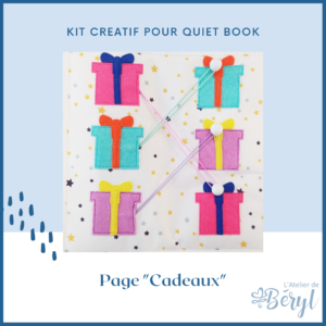 L'Atelier de Béryl - Quiet book - page Cadeaux association couleurs montessori kit prêt-à-coudre